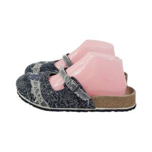 Birki's Women's Black Maria Fuzzy Denim Slip-On Casual Clogs Size US 7